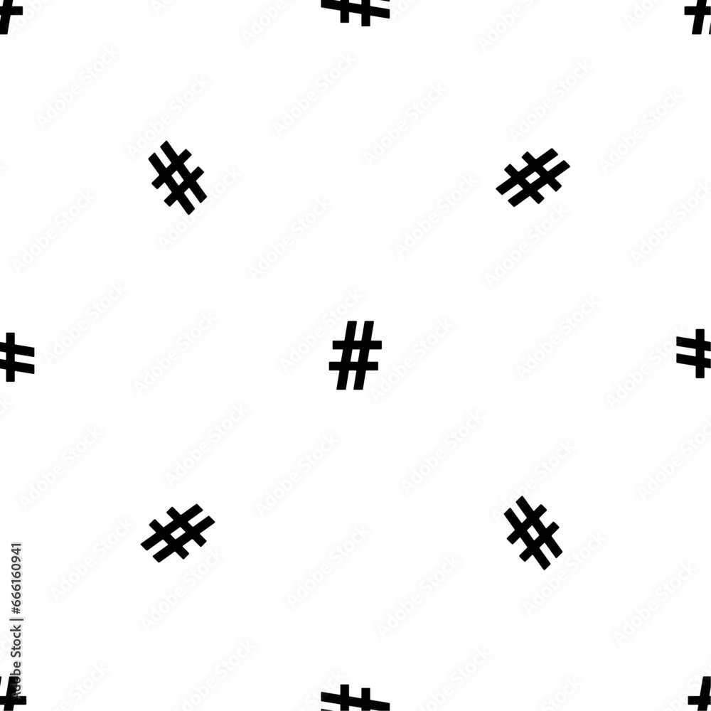 Poster seamless pattern of repeated black hash symbols. elements are evenly spaced and some are rotated. ve