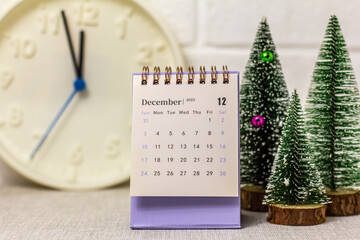 December calendar 2024 on the background of a wooden table.Planning for every day.