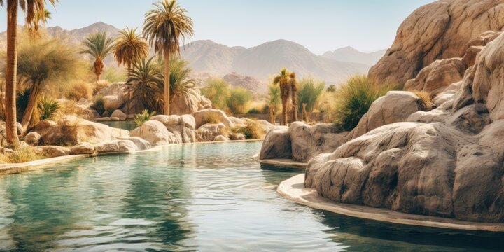 Hot Springs Oasis A natural hot spring pool. Ai generated.