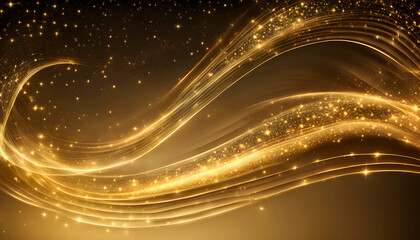 Gold particles wave. Light abstract background with shining stars