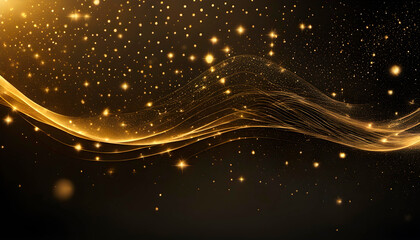 Gold particles wave. Light abstract background with shining stars