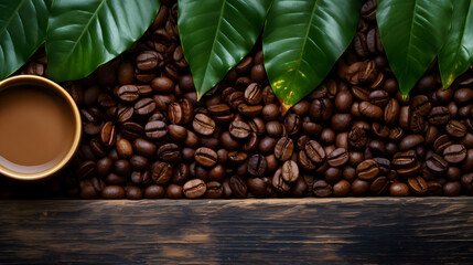 Fototapeta premium coffee beans and cup