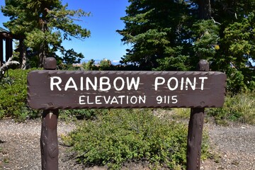 Sign for Rainbow Point at Bryce Canyon National Park in Utah