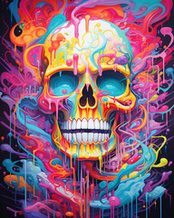skull art, surrealism, psychedelic art, generative ai