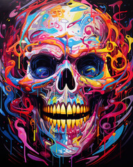 skull art, surrealism, psychedelic art, generative ai