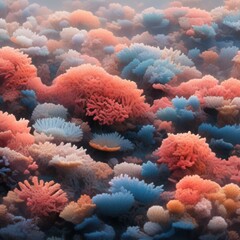 Naklejka na ściany i meble Artistic abstract colorful unique coral reef ecosystem underwater, natural and colorful concept good for business, collectors, ocean and beach themes, blogs and wallpapers. Generative Ai Image