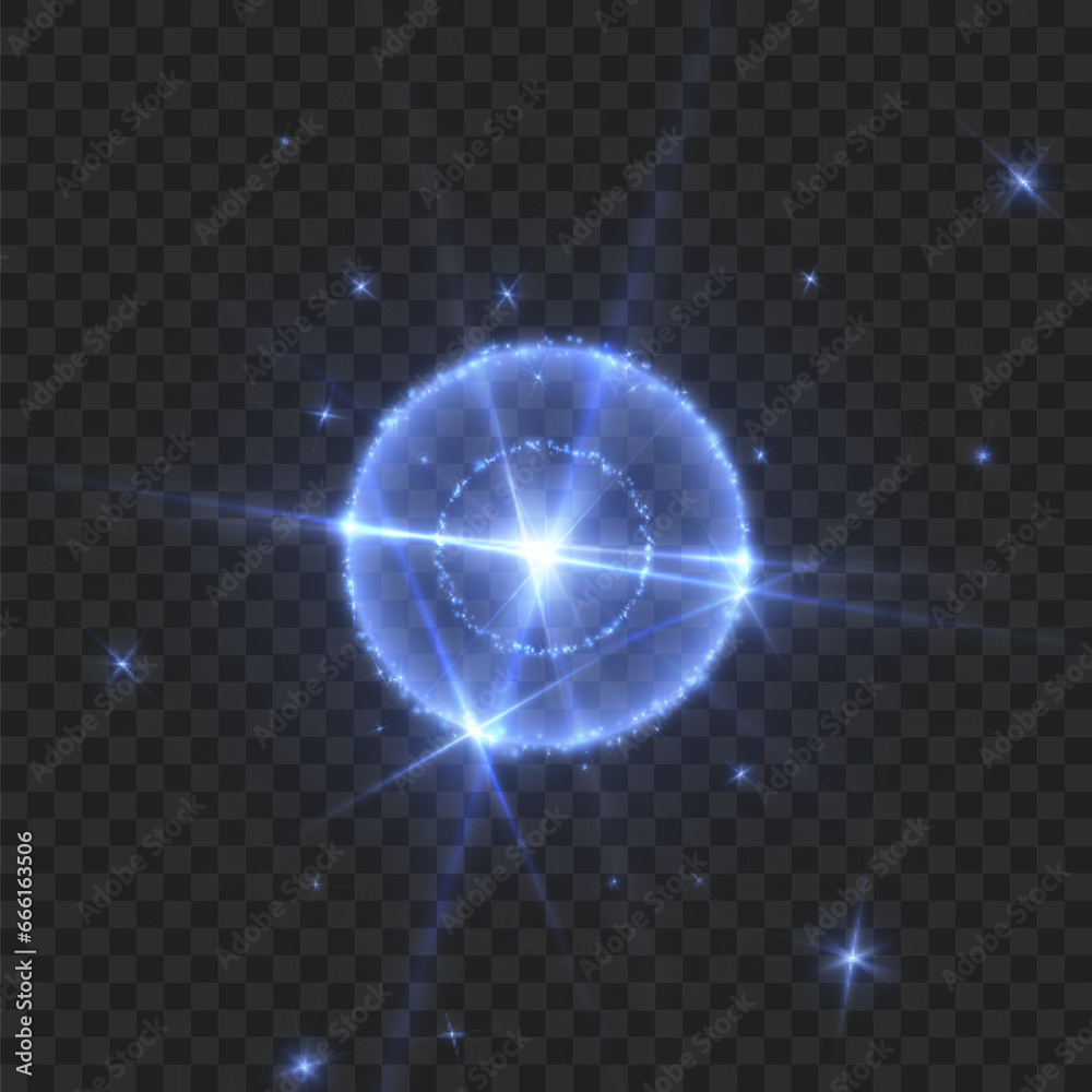 Aufkleber abstract light effect. explosion of a blue nova in outer space. vector on transparent background.