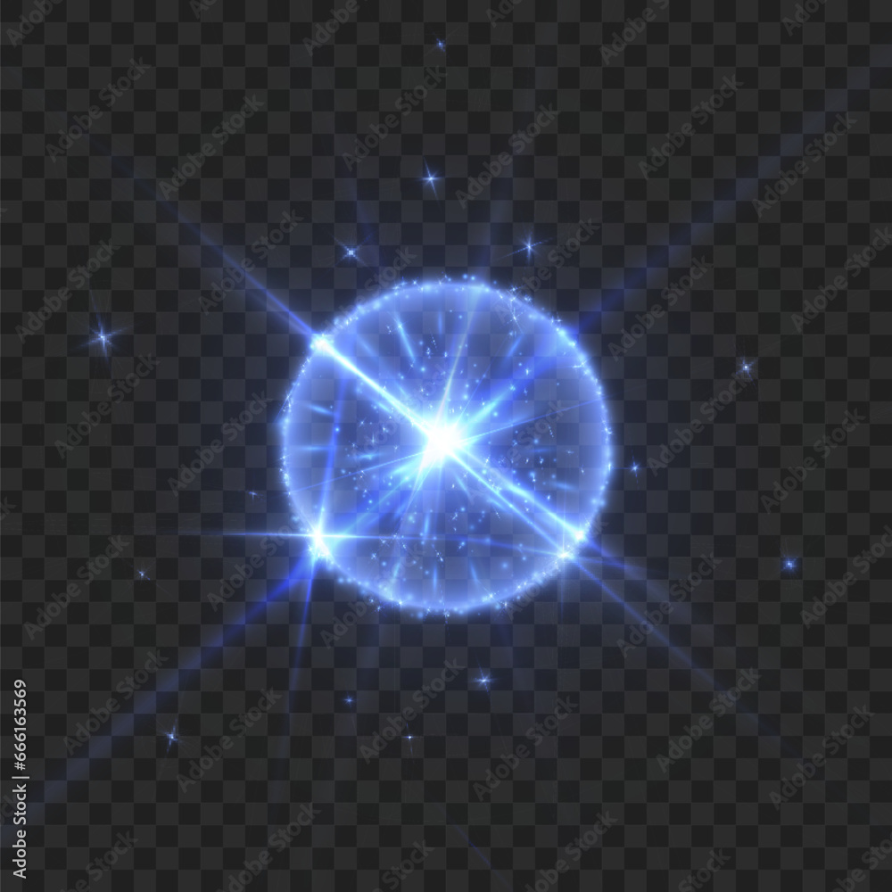 Aufkleber abstract light effect. explosion of a blue nova in outer space. vector on transparent background.