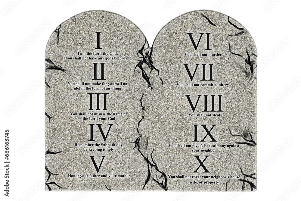 Fototapete the ten commandments, the 10 commandments of god. 3d rendering isolated on transparent background