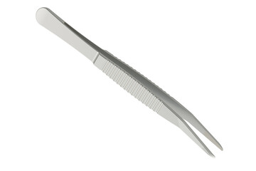 Stainless Steel Tweezers, universal bent tip tweezers. 3D rendering isolated on transparent background