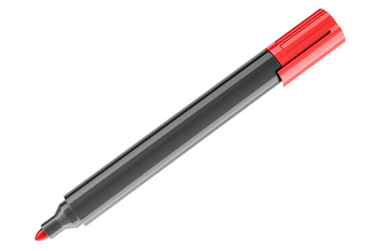 Red Permanent Marker, 3D rendering isolated on transparent background