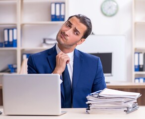 Naklejka premium Young male businessman working in the office