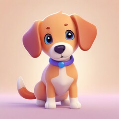 Dog 3d model realistic full body in front view with cartoon style
