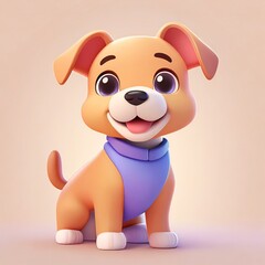 Dog 3d model realistic full body in front view with cartoon style