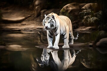 Bengal white tiger is a rare subspecies of tiger 