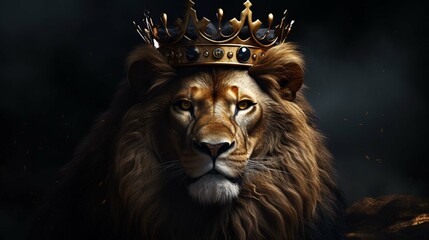Lion is the king of beasts, with a golden crown on his head