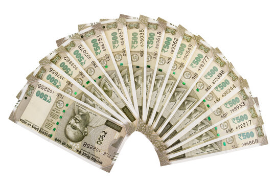 Indian currency note isolated on white background with clipping path