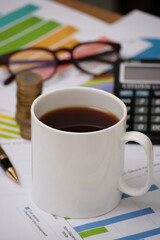 Espresso coffee mug at office table
