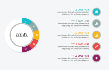 Five 5 Steps Options Circle Business Infographic Template Design