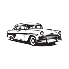 Retro car vector illustration. Vintage reto car poster. isolated on white.