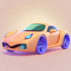 Car 3d realistic with cartoon style