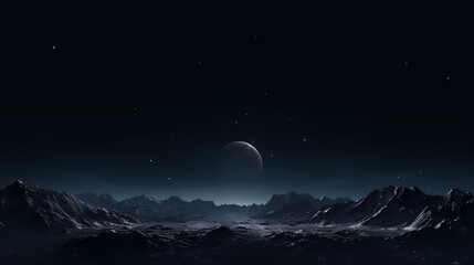 The sky under the moonlight reflects the rocky mountains graphic poster web page PPT background