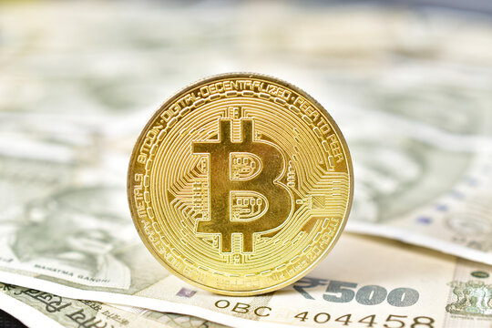 Closeup of crypto currency bitocin - Powered by Adobe