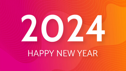 2024 Happy New Year on colorful background