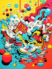 Cartoon geometric pattern line graphic poster web page PPT background