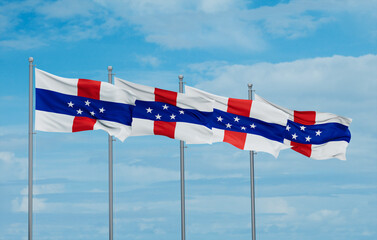 Netherlands Antilles four flags in row, multiple flags in line