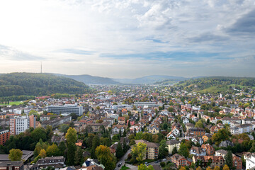 View on the townscape of Winterthur (Switzerland), including Quarter Wuelflingen
