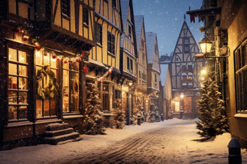 Winter and Christmas in the old town, somewhere in Europe