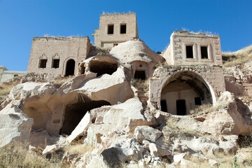 Cappadocia's Uchisar Town Old Houses And Caves