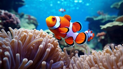 Naklejka na ściany i meble Colorful Marine Wildlife in Symbiotic Reef Ecosystem generated by AI tool 