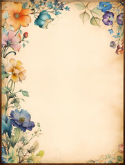 Floral border retro parchment graphic poster web page PPT background