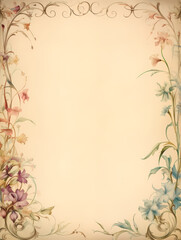 Fototapeta na wymiar Floral border retro parchment graphic poster web page PPT background