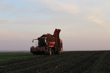 Fototapeta premium A tractor in a field