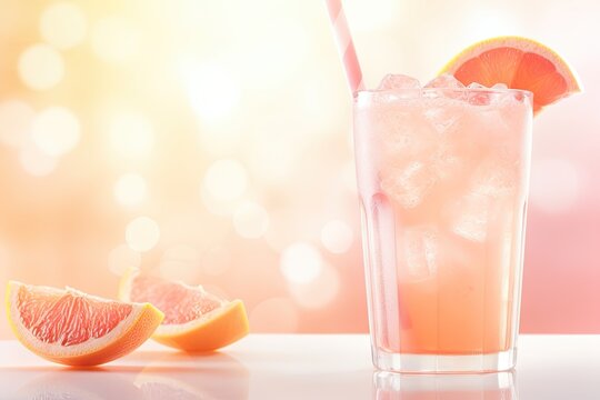  a glass of orange juice with a straw next to it.  generative ai