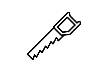 Saw Icon. Icon related to Construction. suitable for web site, app, user interfaces, printable etc. Line icon style. Simple vector design editable