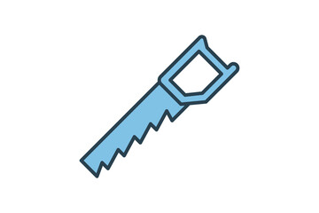 Saw Icon. Icon related to Construction. suitable for web site, app, user interfaces, printable etc. Flat line icon style. Simple vector design editable