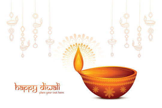 Beautiful festivel happy diwali greeting card celebration background