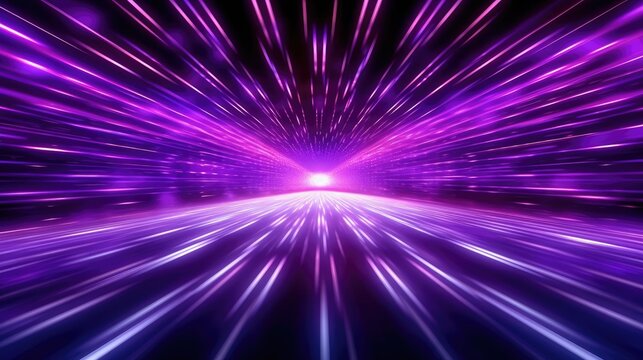 Abstract futuristic background with pink blue glowing neon moving high speed lines and bokeh lights.