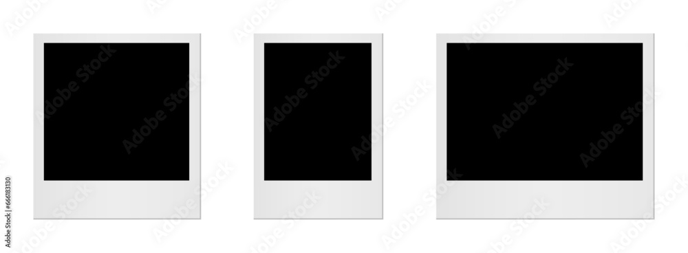 Poster empty white photo frame. set realistic photo card frame mockup - for stock vector