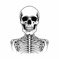 Illustration of a skull on a white background, simple black white coloring pages. Generative AI