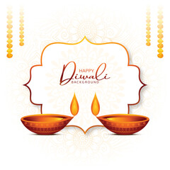 Elegant greeting card of diwali festival background