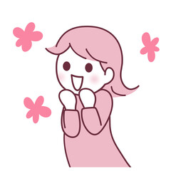 手を合わせて喜ぶ女性のイラスト