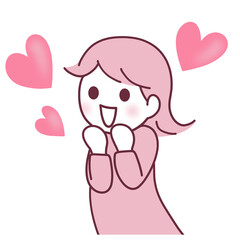 手を合わせて喜ぶ女性のイラスト