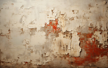 Fototapeta premium Aged wall texture with revealing underlying red layers.