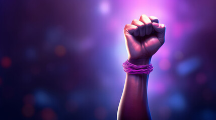 A fist representing the powerful of women and fight for rights. Generative AI.