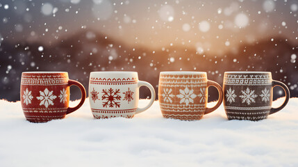 Cristmas mug on the snow. 